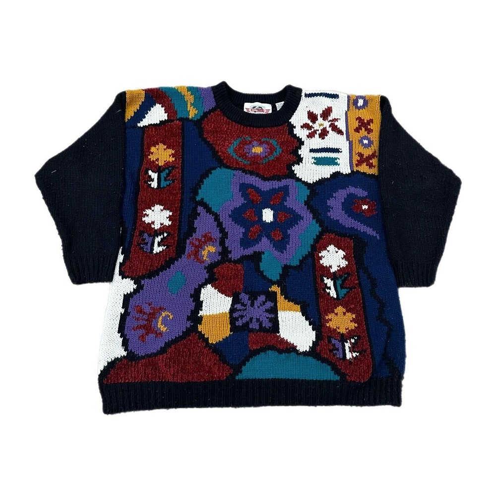 Vintage Sweater Womens XL Extra‎ Touch International Knit Acrylic 90s Floral